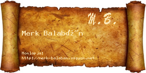 Merk Balabán névjegykártya